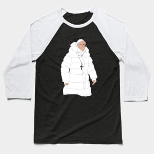 Drippy Pope in Puffy White Jacket Baseball T-Shirt